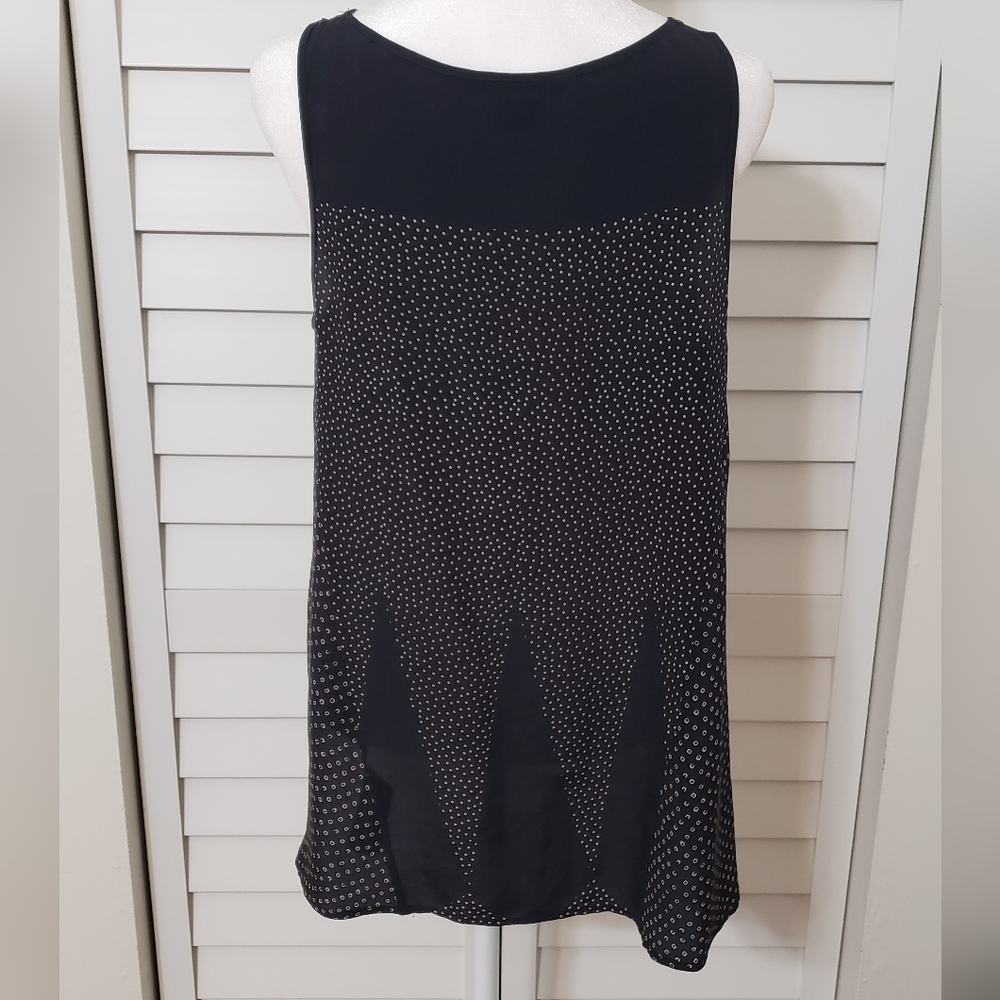 French Connection Women's Black and Tan Silk Sleevless Top Size 8 - Picture 6 of 13